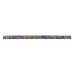 Ruban En Satin Golden Chinese Auspicious Clouds Motif sur Indigo