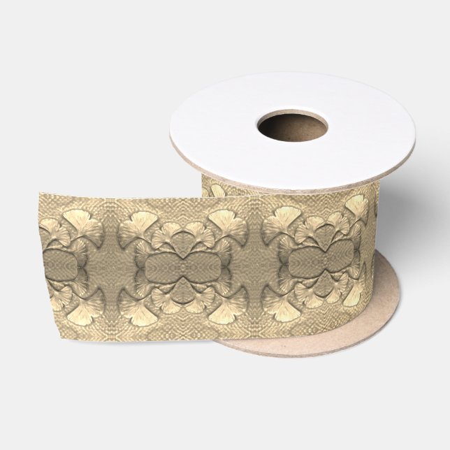 Ruban En Satin Golden Gingko feuilles ruban satin 3" (Bobine)
