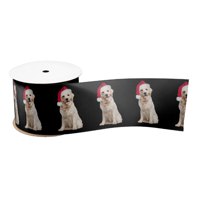 Ruban En Satin Golden Retriever avec Santa Hat (Bobine)