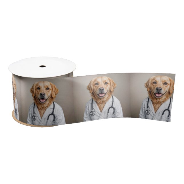 Ruban En Satin Golden Retriever Doctor With a Stethoscope (Bobine)