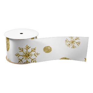 Ruban En Satin Golden Snow Flakes 1