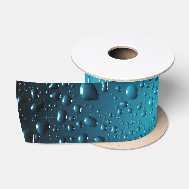 Ruban En Satin Gouttes d'eau bleues stylées cool (Bobine)