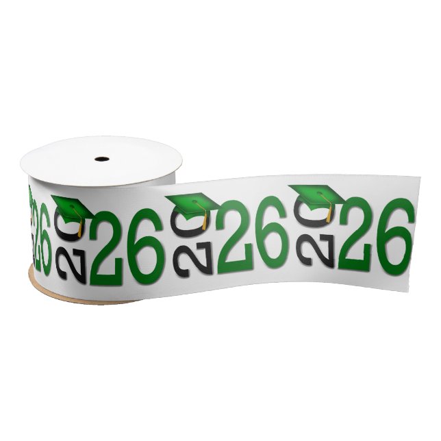 Ruban En Satin Graduation 2025 Vert et Noir (Bobine)