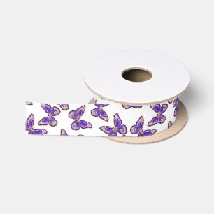Ruban En Satin Grand motif de papillon pourpre