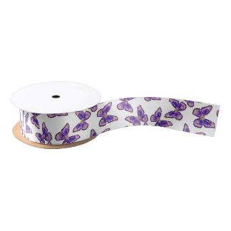 Ruban En Satin Grand motif de papillon pourpre