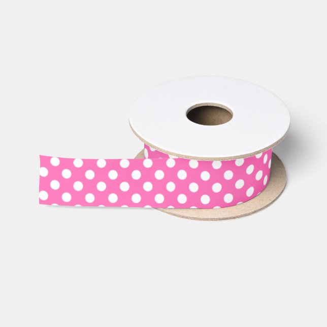 Ruban En Satin Grands cercles Design rose chaud (Bobine)
