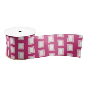 Ruban En Satin Gras clair rose et blanc Funky Retro