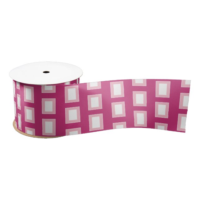 Ruban En Satin Gras clair rose et blanc Funky Retro (Bobine)