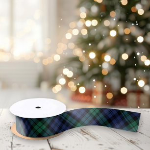 Ruban En Satin Green et Blue Black Watch Tartan Plaid Holiday