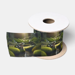 Ruban En Satin Green Frog Forest Life,
