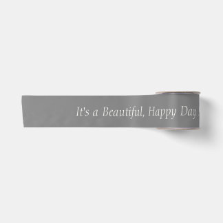 Ruban En Satin Gris pur 808080 - Message personnalisé ou blanc