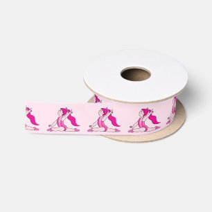 Ruban En Satin Gymnastique : Gymnaste dans le rose 1,5 pouces