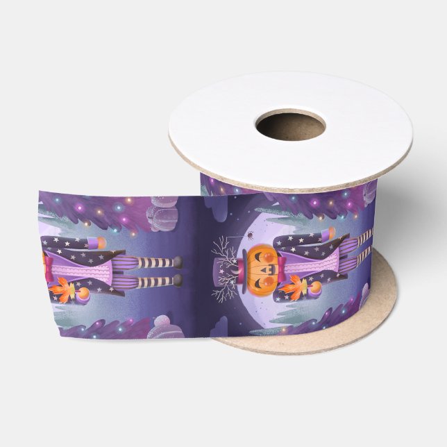 Ruban En Satin Halloween Citrouille Nutcracker (Bobine)