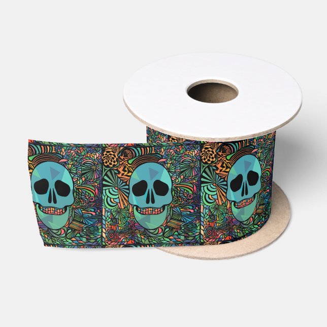 Ruban En Satin Halloween Hippie Skull Thunder_cove (Bobine)