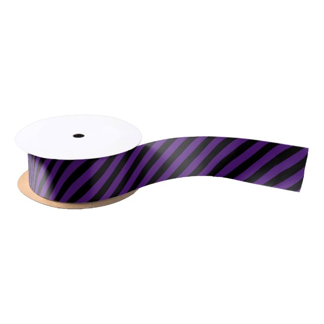 Ruban En Satin Halloween Purple Black Stripes Cadeau Anniversaire (Bobine)