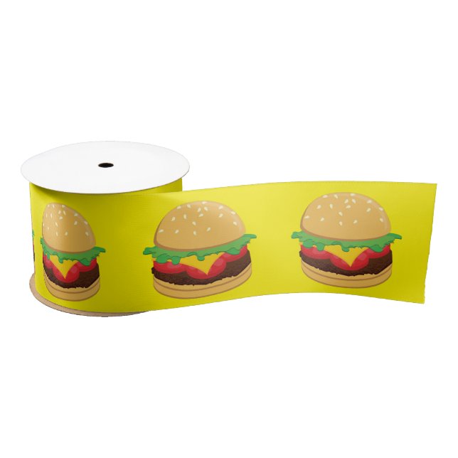 Ruban En Satin Hamburger Anniversaire Fête Burger Satin Ruban (Bobine)