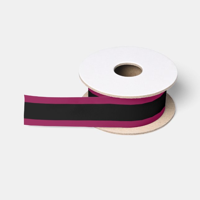 Ruban En Satin HAMbWG framboise et noir (Bobine)