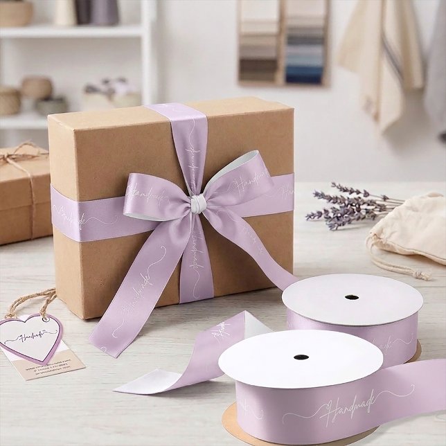 Ruban En Satin Handmade With Love Small Business Packaging Satin (Handmade With Love Small Business Packaging Satin Pastel Purple Ribbon)