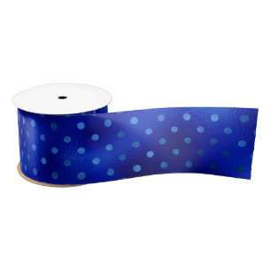 Ruban En Satin Hanukkah bleu royal à pois en feuille d'aluminium
