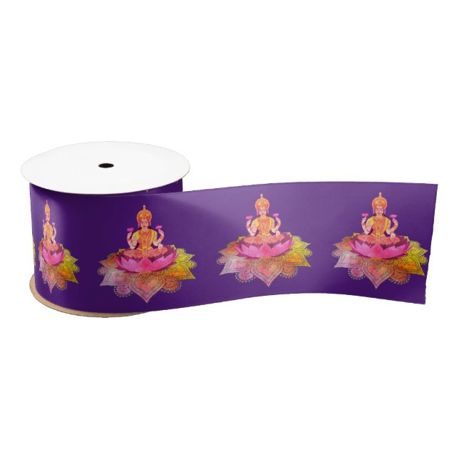 Ruban En Satin Happy Diwali - Deepalavi Lakshmi Goddess 4 (Bobine)