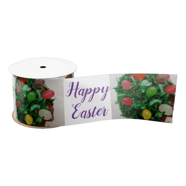 Ruban En Satin Happy Easter Colorful Jelly Candy Beans  (Bobine)