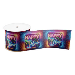 Ruban En Satin Happy Hour Sign On Rainbow Brick