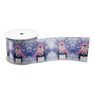 Ruban En Satin Happy Penguin - Noël -