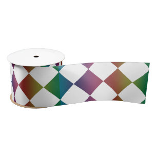 Ruban En Satin Harlequin multicolore couleur Diamond Checker