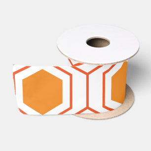 Ruban En Satin Hexagon abstract geometrical pattern en orange et