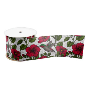 Ruban En Satin Hibiscus et colibris