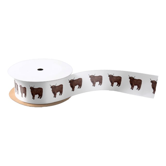 Ruban En Satin Highland cow (Bobine)