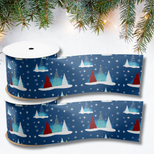 Ruban En Satin Hiver moderne Joyeux Motif des arbres de vacances