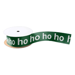 Ruban En Satin Ho Ho Ho Green