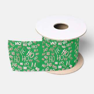 Ruban En Satin HO HO HO motif de texte de Noël blanc vert rouge