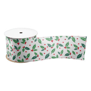 Ruban En Satin Holiday Holly Ribbon