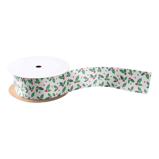 Ruban En Satin Holiday Holly Ribbon (Bobine)