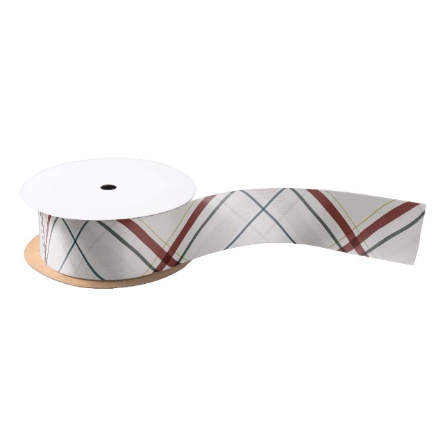 Ruban En Satin Holiday plaid simple classic maroon, green, navy (Bobine)