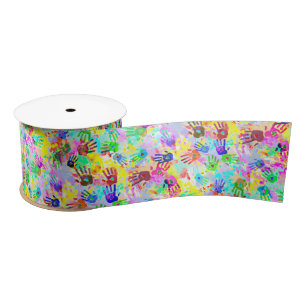 Ruban En Satin holiES - mains éclaboussures colorées grunge motif