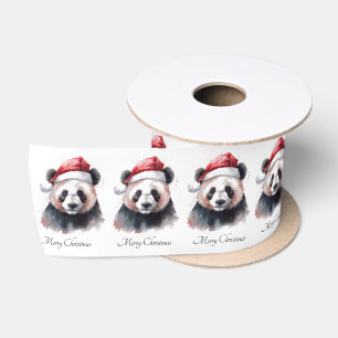 Ruban En Satin Holly Jolly Christmas Panda, personnalisé