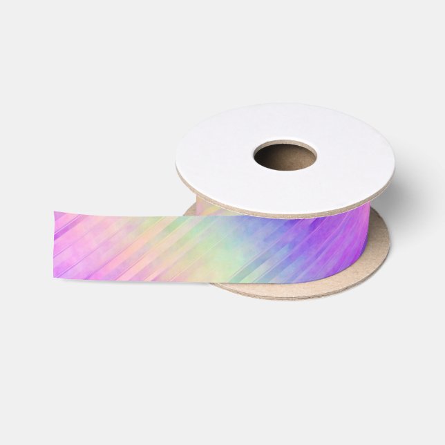 Ruban En Satin holo arc-en-ciel rayure : (Bobine)