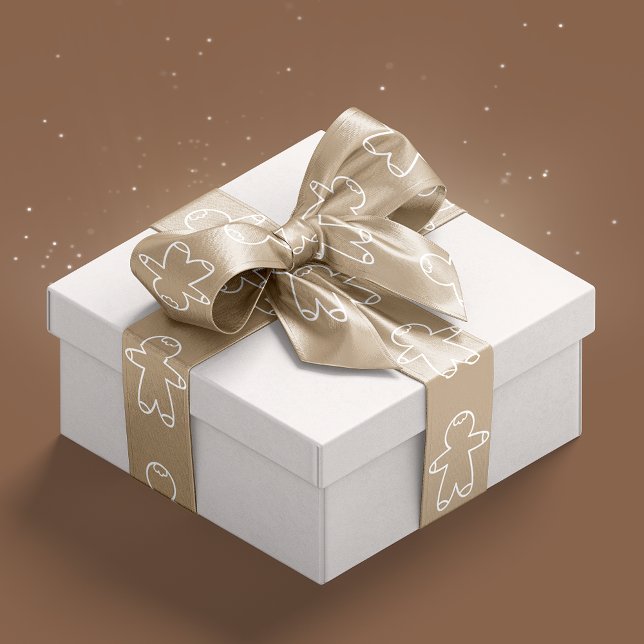 Ruban En Satin Hommes C6A27F beige et pain d'épices blanc (Beige C6A27F and White Gingerbread Men Satin Ribbon)