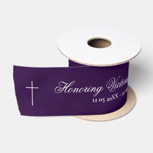 Ruban En Satin Honorer le nom élégant lettrage mémorial violet