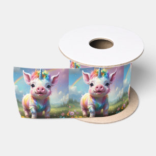 Ruban En Satin "Hooves magiques : le cochon de licorne arc-en-cie