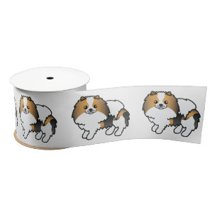 Ruban En Satin Hound Tricolor Pomeranian mignon chien de dessin