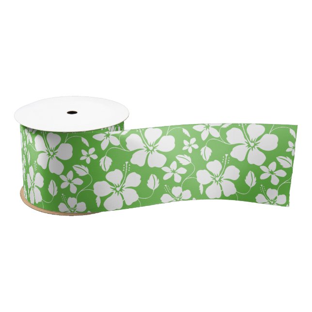 RUBAN EN SATIN HULA HAÏIENNE (HIBISCUS) LIME SATIN RIBBON (Bobine)