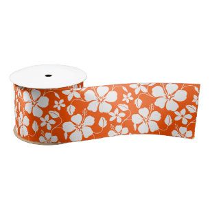 RUBAN EN SATIN HULA HAÏIENNE (HIBISCUS) ORANGE SATIN RIBBON