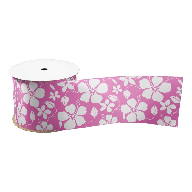 RUBAN EN SATIN HULA HAÏIENNE (HIBISCUS) ROSE SATIN RIBBON (Bobine)