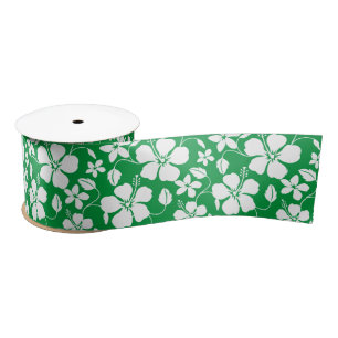 RUBAN EN SATIN HULA HAÏIENNE (HIBISCUS) VERT SATIN RIBBON