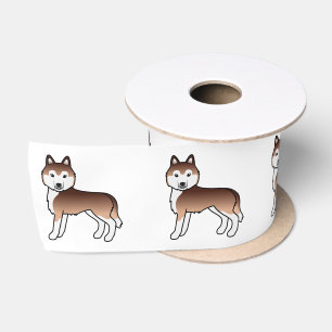 Ruban En Satin Husky Sibérien Cuivré Chien de Dessin Animé Mignon