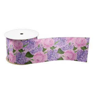 Ruban En Satin Hydrangea et motif de pivoine